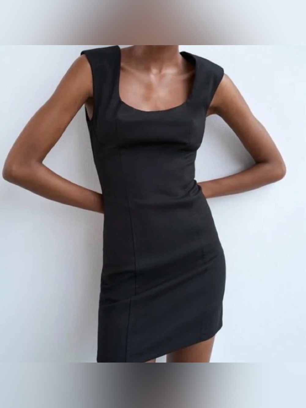NWT Zara Black Square-Neck Mini Dress